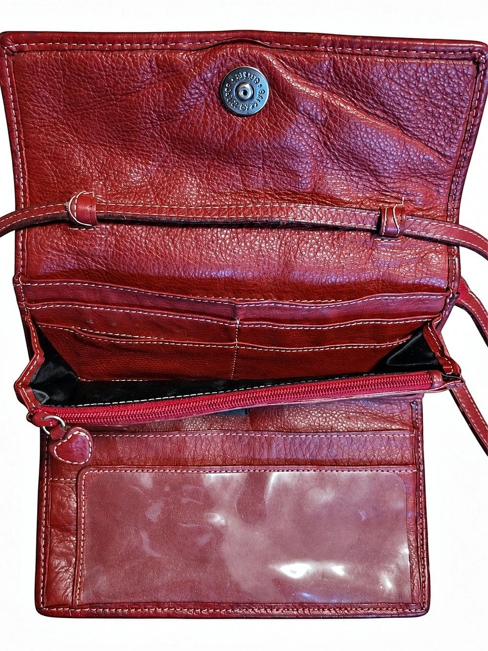 Brighton Burgundy Heart Print Crossbody Organizer Bag